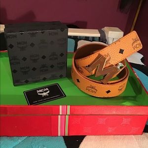 Authentic MCM Cognac Reversible Belt- 48/120